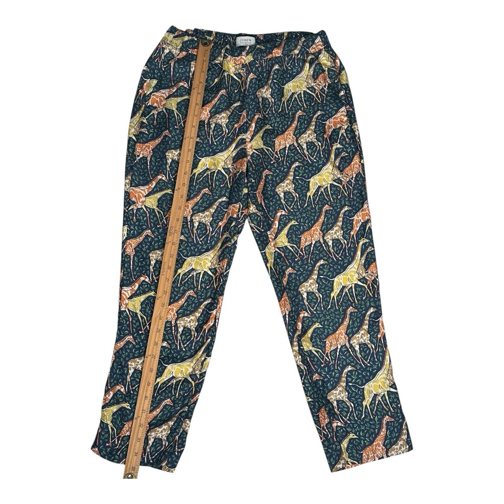 J CREW Women Pull On SilkTwill Pant in Giraffes Print Size S/M - Picture 6 of 16